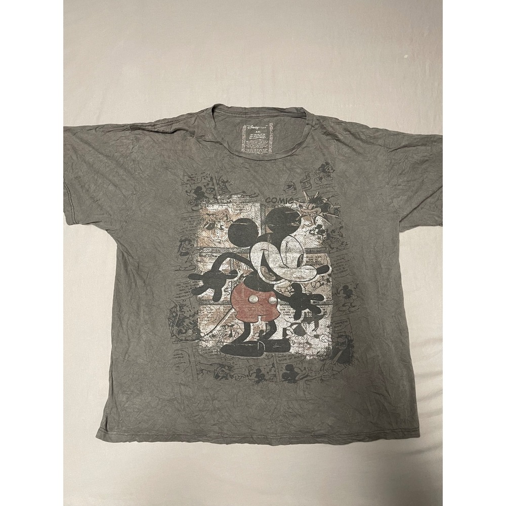 Disney Store Mickey Mouse Comic Graphic T-Shirt Mens XXL Gray Organic Cotton
